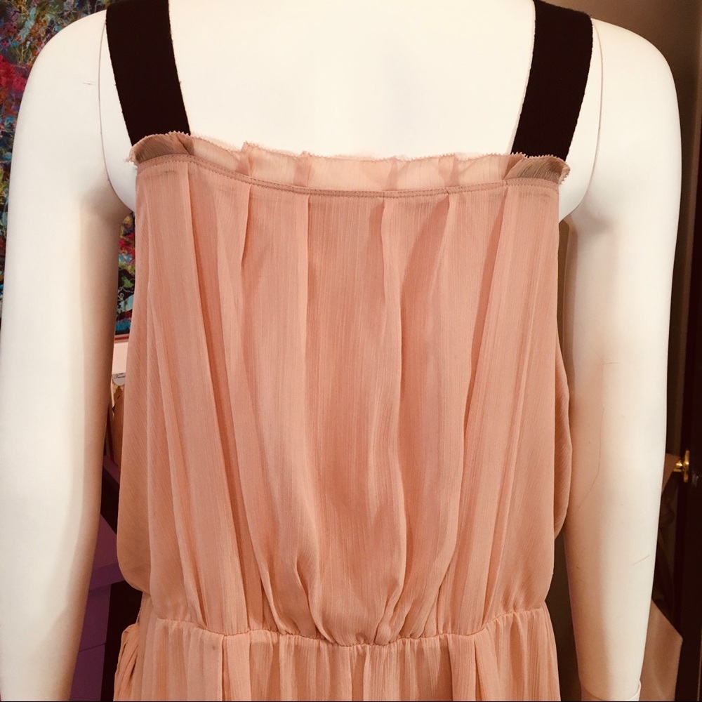 Vera Wang Ballet Pink Peach Chiffon Button Dress - Picture 6 of 11